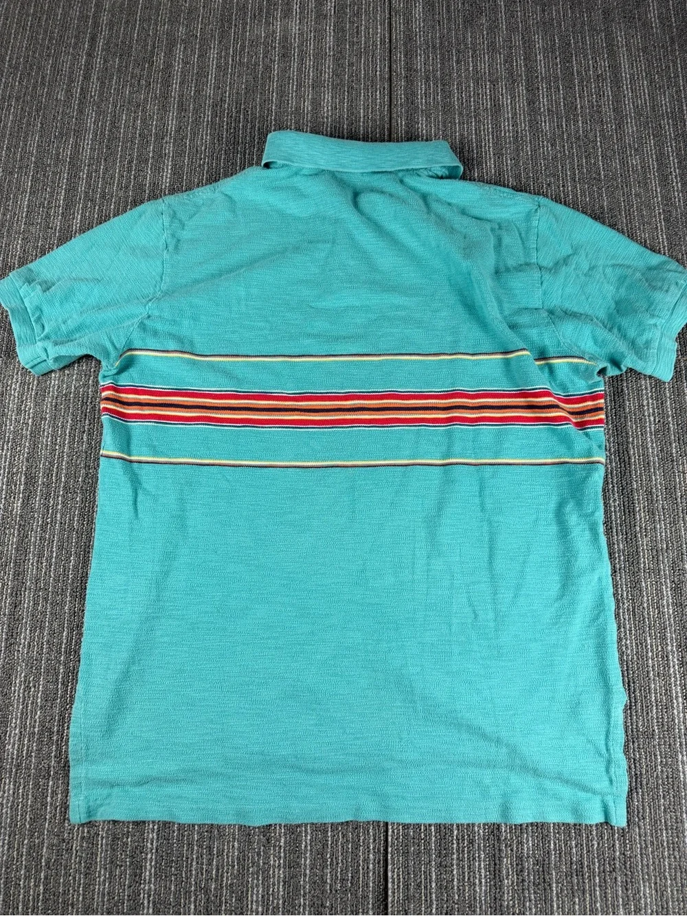 Polo by Ralph Lauren Men's Short Sleeve Turquoise Polo Shirt Yellow Red Striped